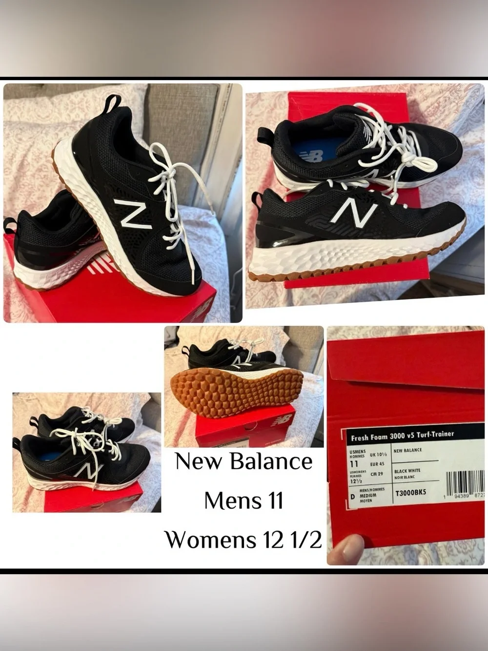 New Balance Black and White Mesh Running Shoes